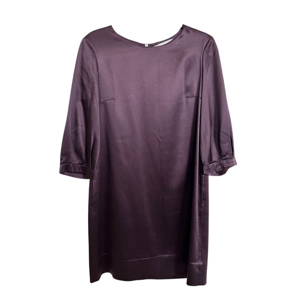3.1 Phillip Lim 100% Silk Shift Dress Purple Plum 3/4 Sleeve Size 8